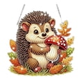 thumbnail image 1 of Kuokaa Fall Diamond Art Hanging Ornament Kit, DIY Autumn Gem Painting Suncatcher with Sparkling Plastic Gems, Printed Pattern and Hanging Cord, Window and Wall Decor (Hedgehog), 1 of 7