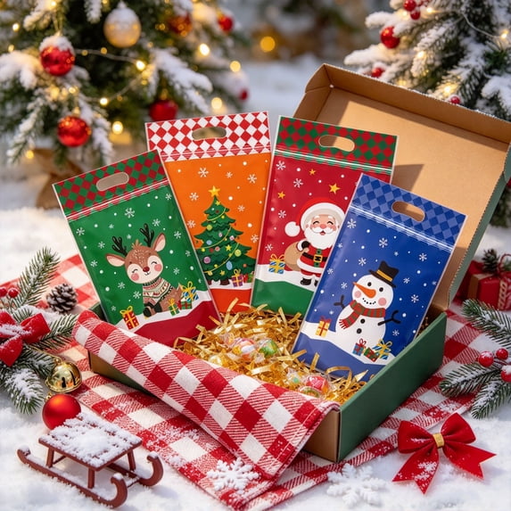 Chequerboard Border Kuokaa Holiday Characters with Checkered Borders Christmas Zipper Treat ...