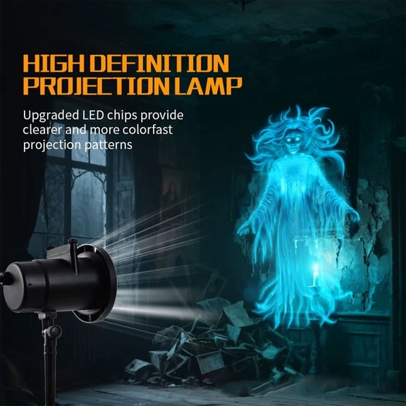 Kuokaa Holiday Projector Light with Replaceable Pattern Slides, Adjustable Landscape Projection Lamp for Yard, Garden, Patio, House Wall, Party, Halloween and Christmas Decor