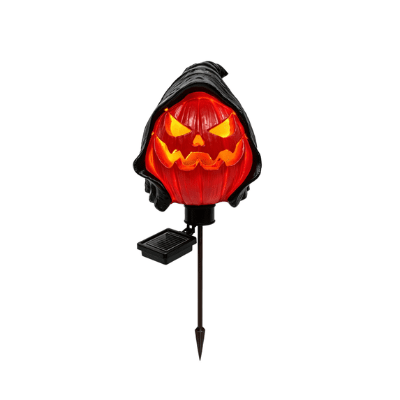 Kuokaa Solar Pumpkin Garden Stake Light with Orange Seasonal Design, Outdoor LED Pathway Decoration; Automatic Dusk Illumination, Ground Spike Installation (Style A)