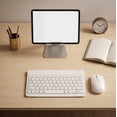 thumbnail image 1 of Kuokaa Wireless Bluetooth Keyboard and Mouse Combo, Compact Slim Keyboard with Low-Profile Keys and Matching Mouse for iOS, Android, Windows, Tablet, Laptop and Smartphone (White), 1 of 6