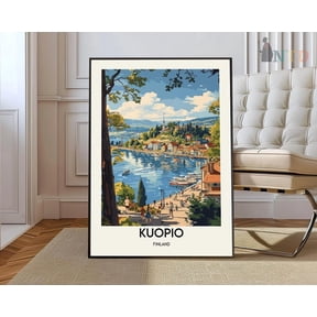 Kuopio Finland Poster, Lakeside City Map Wall Art
