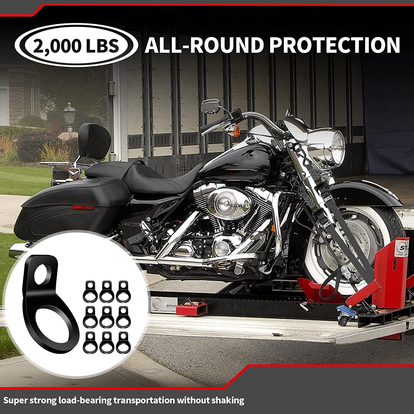 Kuorak 10Pcs Tie Down Strap Rings with Powder Coating Oshaped