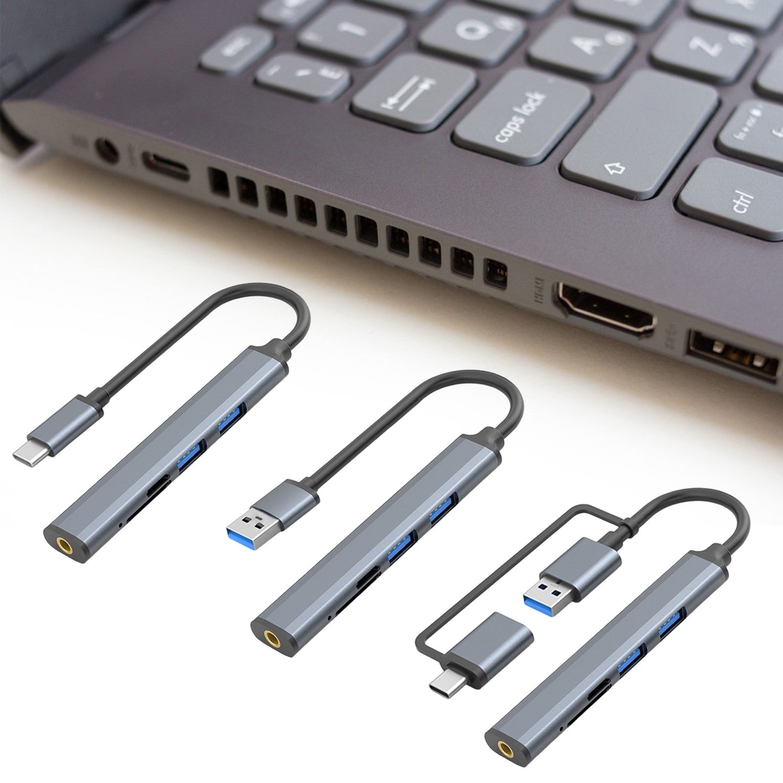 Kuorak 5in1 USB C Hub with SD/TF Card Reader Audio 3.5MM Jack High