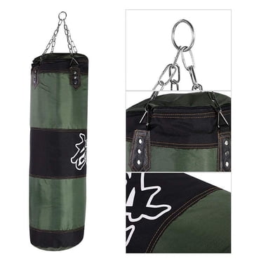 Unfilled Boxing Sandbag With Hooks & Chain - Thick Canvas, Fillable With Sand/Clothes, For Fitness, MMA, Power Training