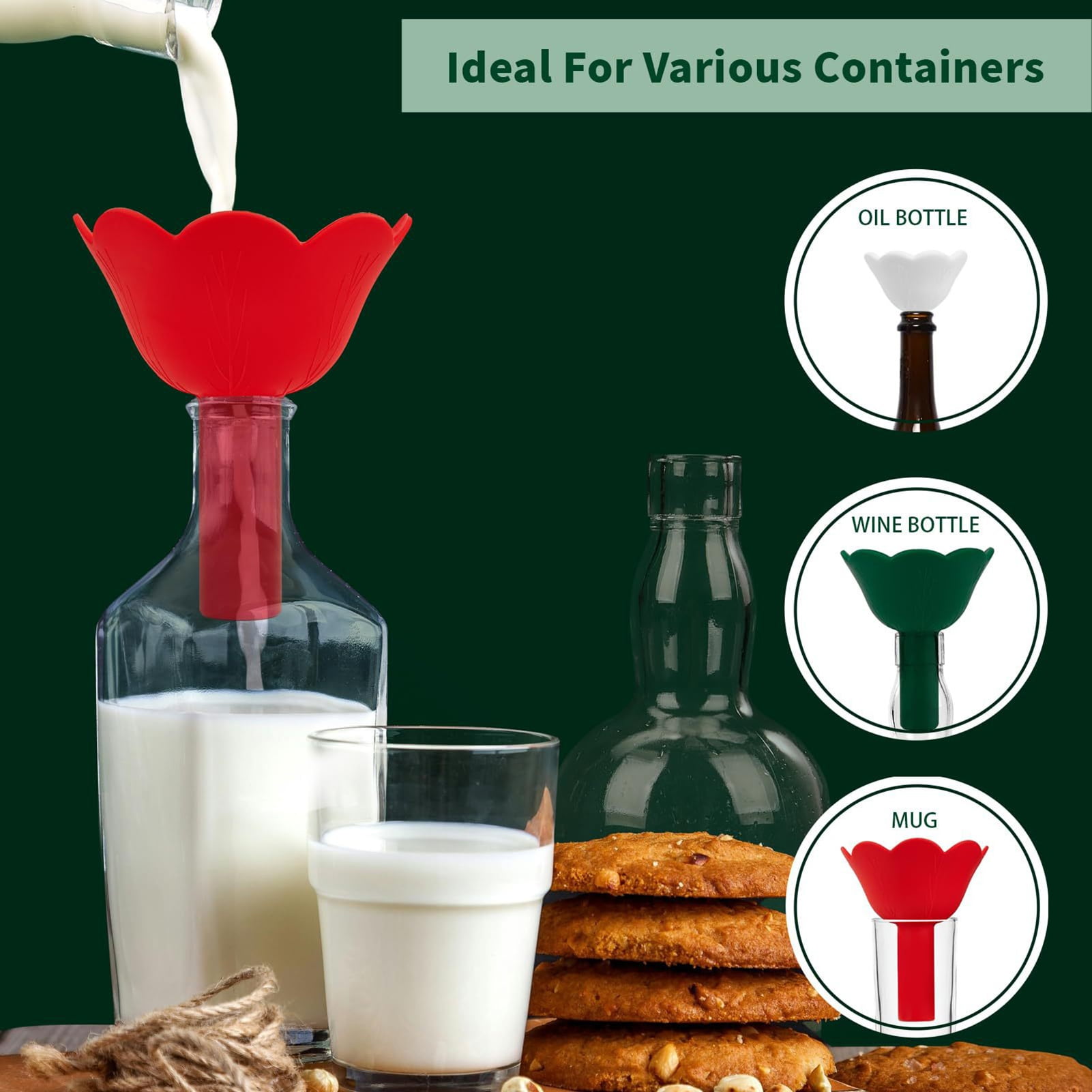 Kuorak Christmas Tree Funnel Set Silicone Foldable BPA Free Food Safe