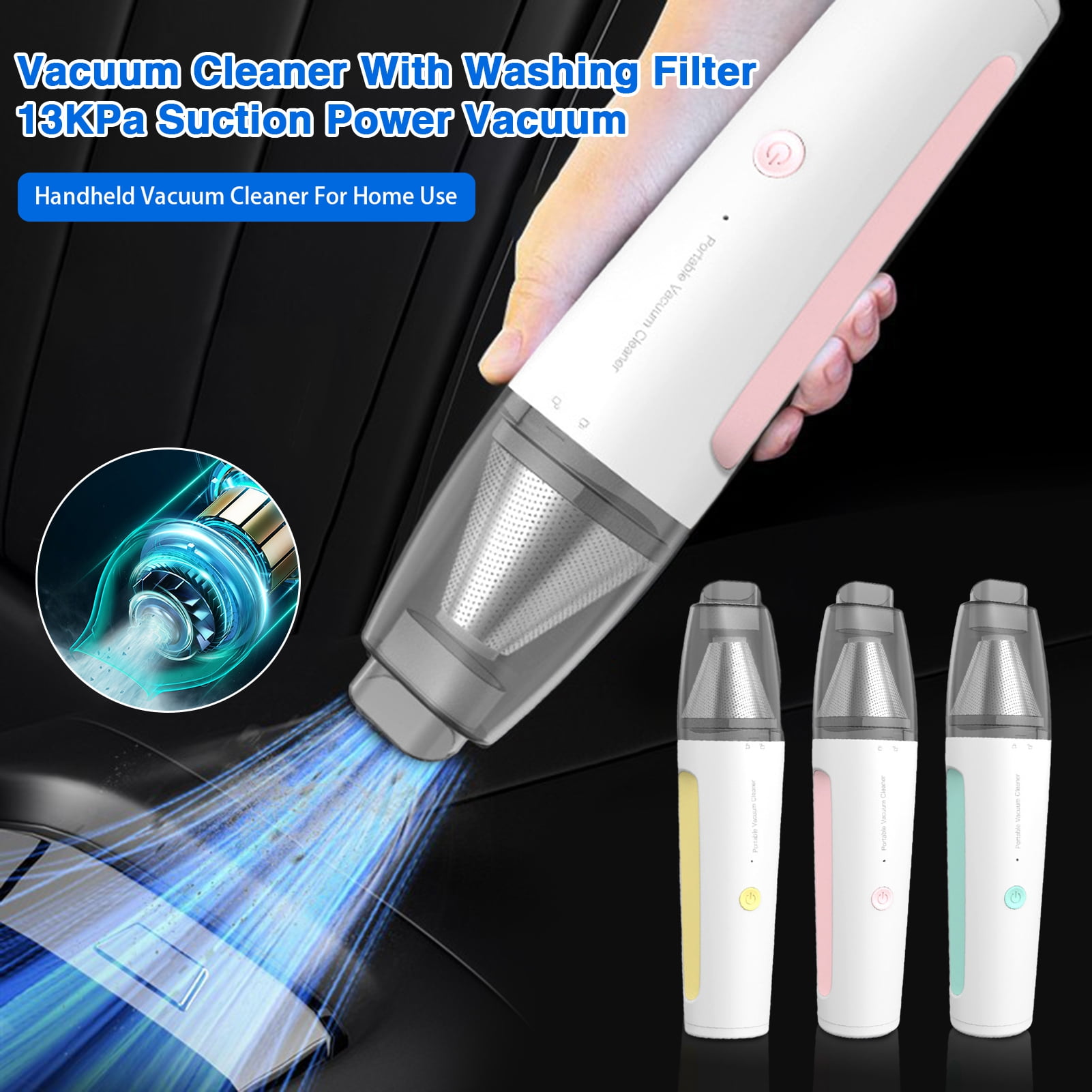 Kuorak Cordless Handheld Vacuum Cleaner Detachable Metal Filter Mini