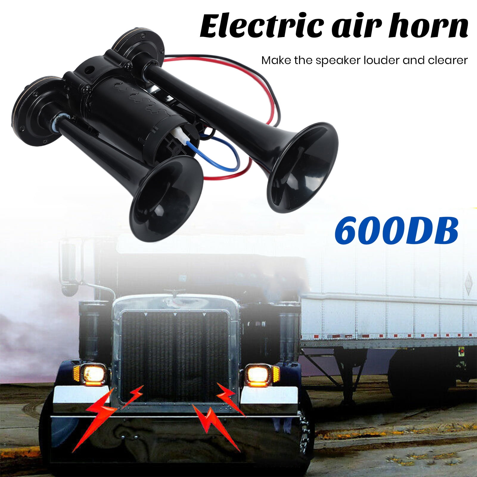 Kuorak Super Loud Dual Electric Air Horns Kit with Compressor