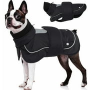 Kuoser Warm Dog Coat Reflective Winter Jacket with Double Layered Design for Pets, Black, L