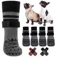 thumbnail image 1 of Kuoser Anti-Slip Dog Socks with Double-Sided Traction, 4 Piece Pet Booties for Senior, Dog Paw Protector for Hardwood Floors, Hot Pavement and hot/icy surfaces, Gray, M, 1 of 9