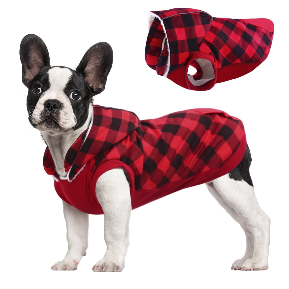 Kuoser British Style Plaid Dog Winter Coat, Windproof Cozy Cold Weather