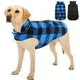 thumbnail image 1 of Kuoser British Style Plaid Dog Winter Coat, Windproof Cozy Cold Weather Jacket for Dogs, Blue, L, 1 of 8