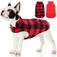 thumbnail image 1 of Kuoser British Style Plaid Dog Winter Coat, Windproof Cozy Cold Weather Jacket for Dogs, Red, S, 1 of 8