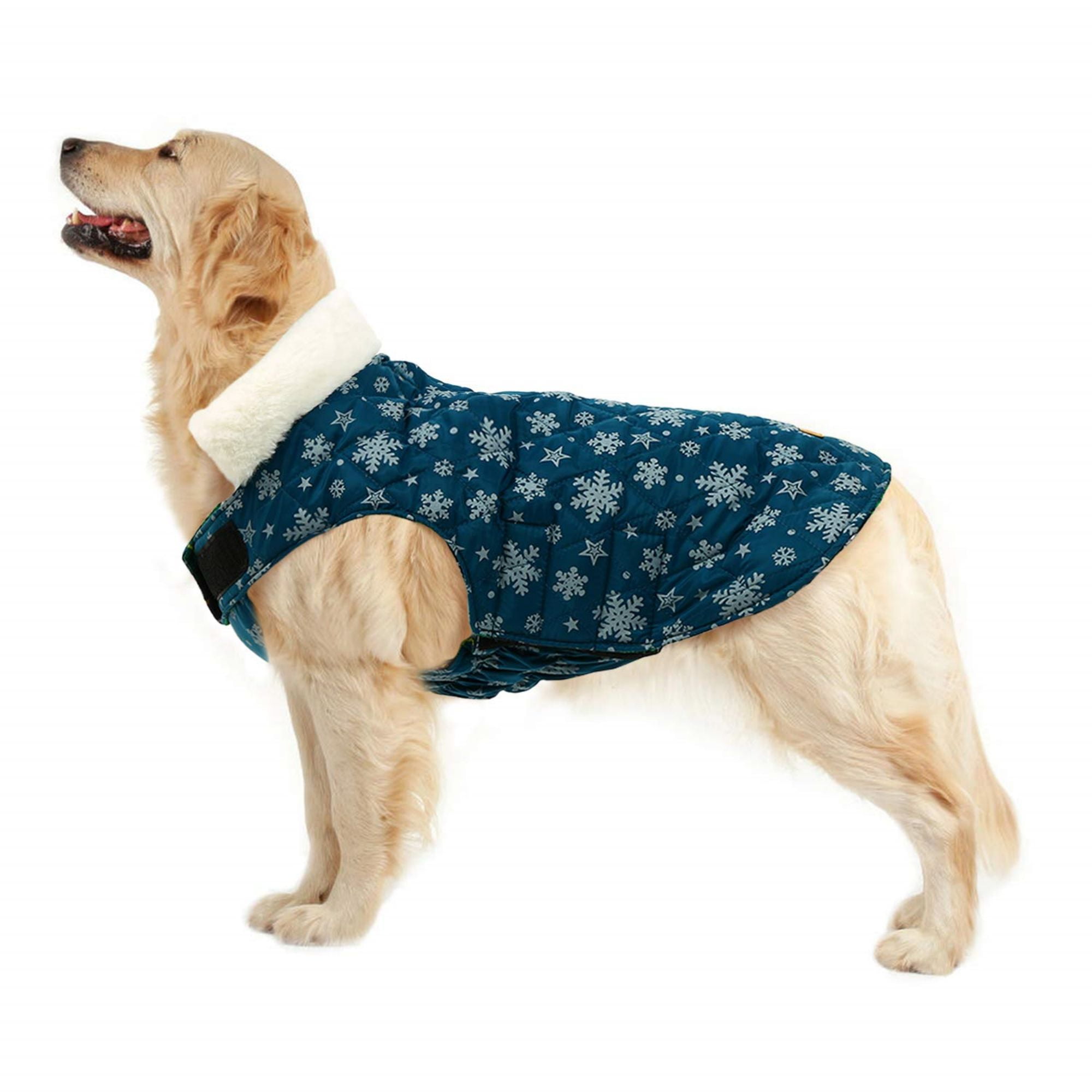 Kuoser Christmas Snowflake Cold Weather Dog Coat for Winter Reflective