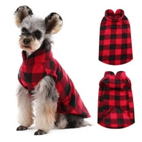 Kuoser Classic Plaid Dog Fleece Vest, Soft Stretch Sweater for Dogs, Red, S