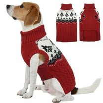 Kuoser Winter Dog Sweater, Sleeveless Doggy Clothes, Warm and Cozy Turtleneck Sweater for Dogs, Red, M