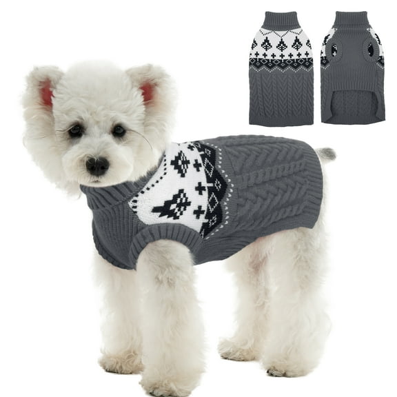 Kuoser Winter Dog Sweater, Sleeveless Doggy Clothes, Warm and Cozy Turtleneck Sweater for Dogs, Gray, S