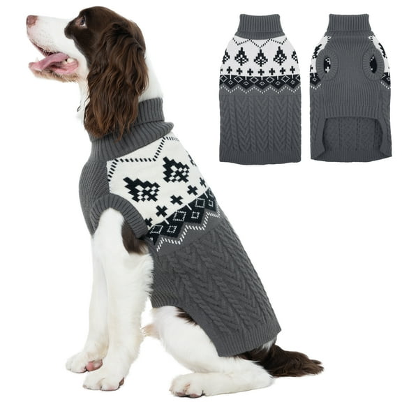 Kuoser Winter Dog Sweater, Sleeveless Doggy Clothes, Warm and Cozy Turtleneck Sweater for Dogs, Gray, XXL
