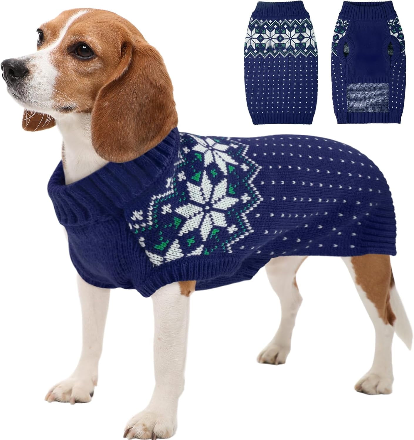 Kuoser Dog Cat Sweater, Snowflake Knitwear, Turtleneck Pullover for Small/Medium Dogs Cats