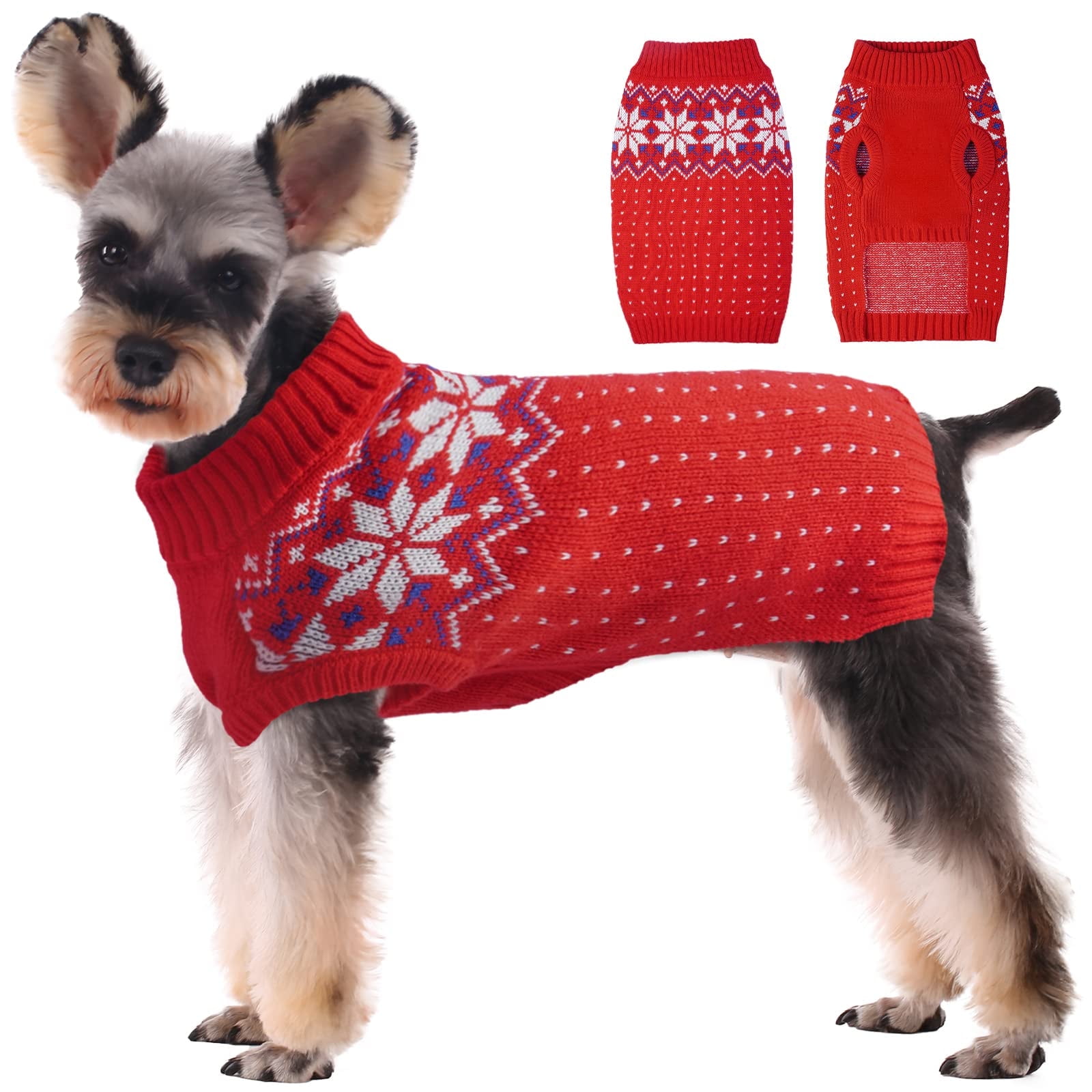 Walmart sales :  Kuoser Dog Cat Sweater, Holiday Christmas Snowflake Pet Warm Knitwear Dog Sweater Soft Puppy Clothing Dog Winter Coat, Dog Turtleneck Cold Weather Outfit Pullover for Small Medium Dogs Cats
