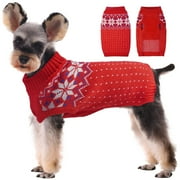 Kuoser Dog Cat Sweater, Holiday Christmas Snowflake Pet Warm Knitwear, Red, S