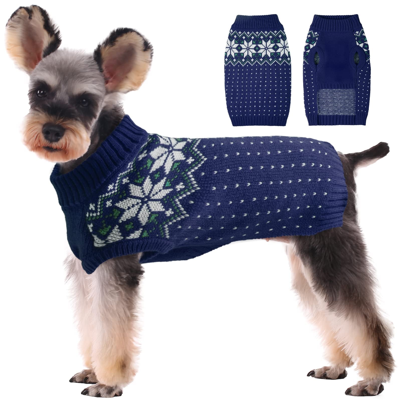 Kuoser Dog/Cat Knitwear: Turtleneck, Snowflake Design, Warm Winter Pullover for Small & Medium Pets