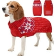 thumbnail image 1 of Kuoser Dog Cat Sweater, Holiday Christmas Snowflake Pet Warm Knitwear, Red, L, 1 of 8