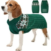 Kuoser Dog Cat Sweater, Holiday Christmas Snowflake Pet Warm Knitwear, Green, M