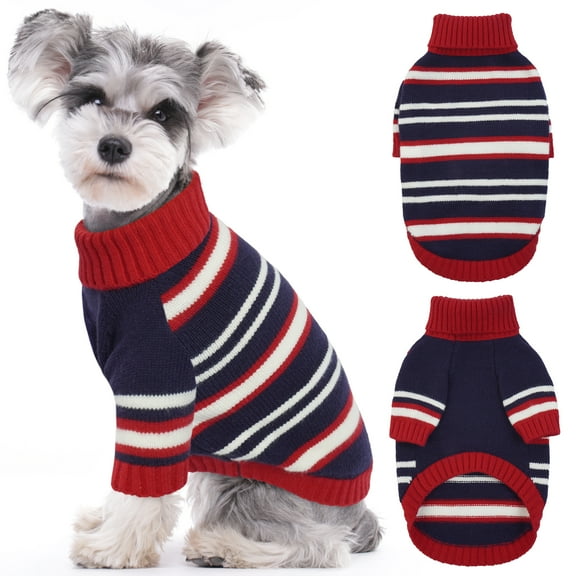Kuoser Dog Cat Sweater Pet Warm Winter Clothes Knitwear for Dogs, Blue, S