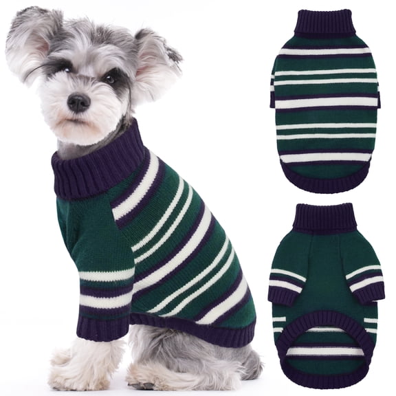 Kuoser Dog Cat Sweater Pet Warm Winter Clothes Knitwear for Dogs, Green, S