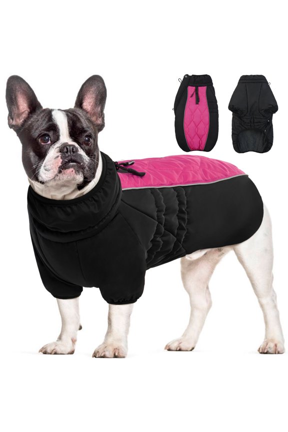 Dog Coat Dog Cold Weather Jacket, Thick Fleece Lined Outfit for Dogs, Rose, M