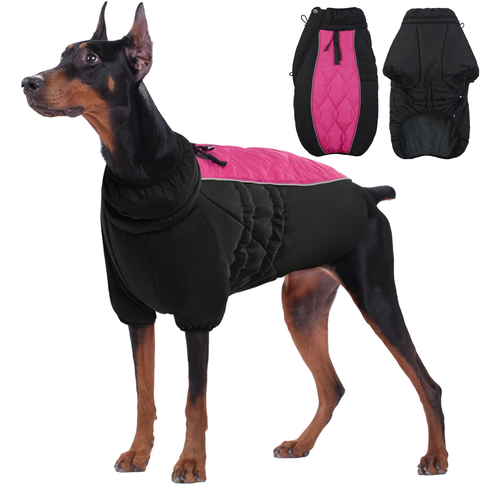 Kuoser Dog Coat Dog Cold Weather Jacket, Thick Fleece Lined Outfit for