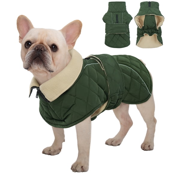 Kuoser Dog Coat Warm Dog Winter Jacket for Small Medium Large Dogs, Green, M