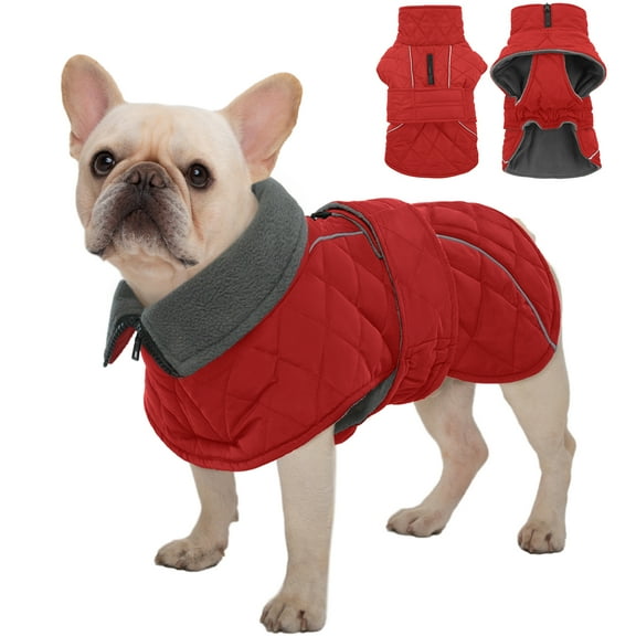 Kuoser Dog Coat Warm Dog Winter Jacket for Small Medium Large Dogs, Red, M