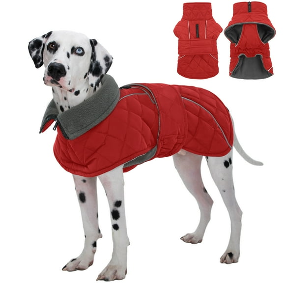 Kuoser Dog Coat Warm Dog Winter Jacket for Small Medium Large Dogs, Red, XL