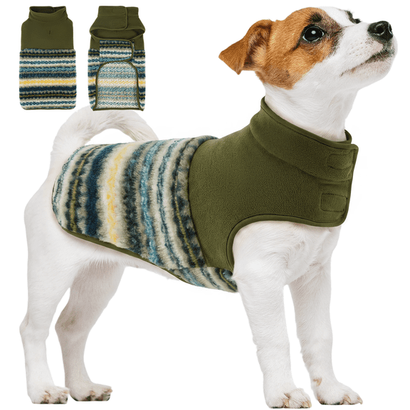 Kuoser Dog Coat, Warm and Soft Jacket for Small Medium Large Dogs, Army Green, S