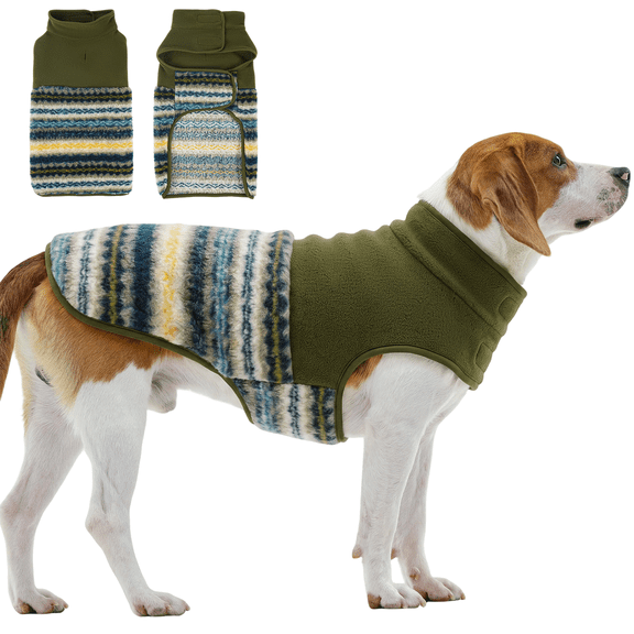 Kuoser Dog Coat, Warm and Soft Jacket for Small Medium Large Dogs, Army Green, L