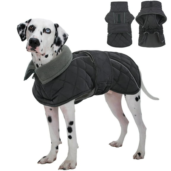 Kuoser Dog Coat Warm Reflective Winter Jacket for Small Medium Large Dogs, Gray, L