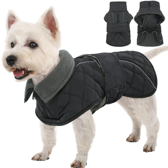 Kuoser Dog Coat Warm Reflective Winter Jacket for Small Medium Large Dogs, Gray, S