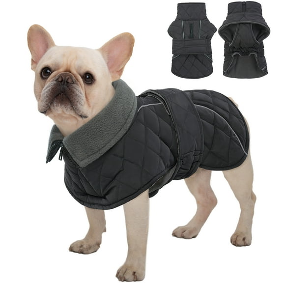 Kuoser Dog Coat Warm Reflective Winter Jacket for Small Medium Large Dogs, Gray, XL