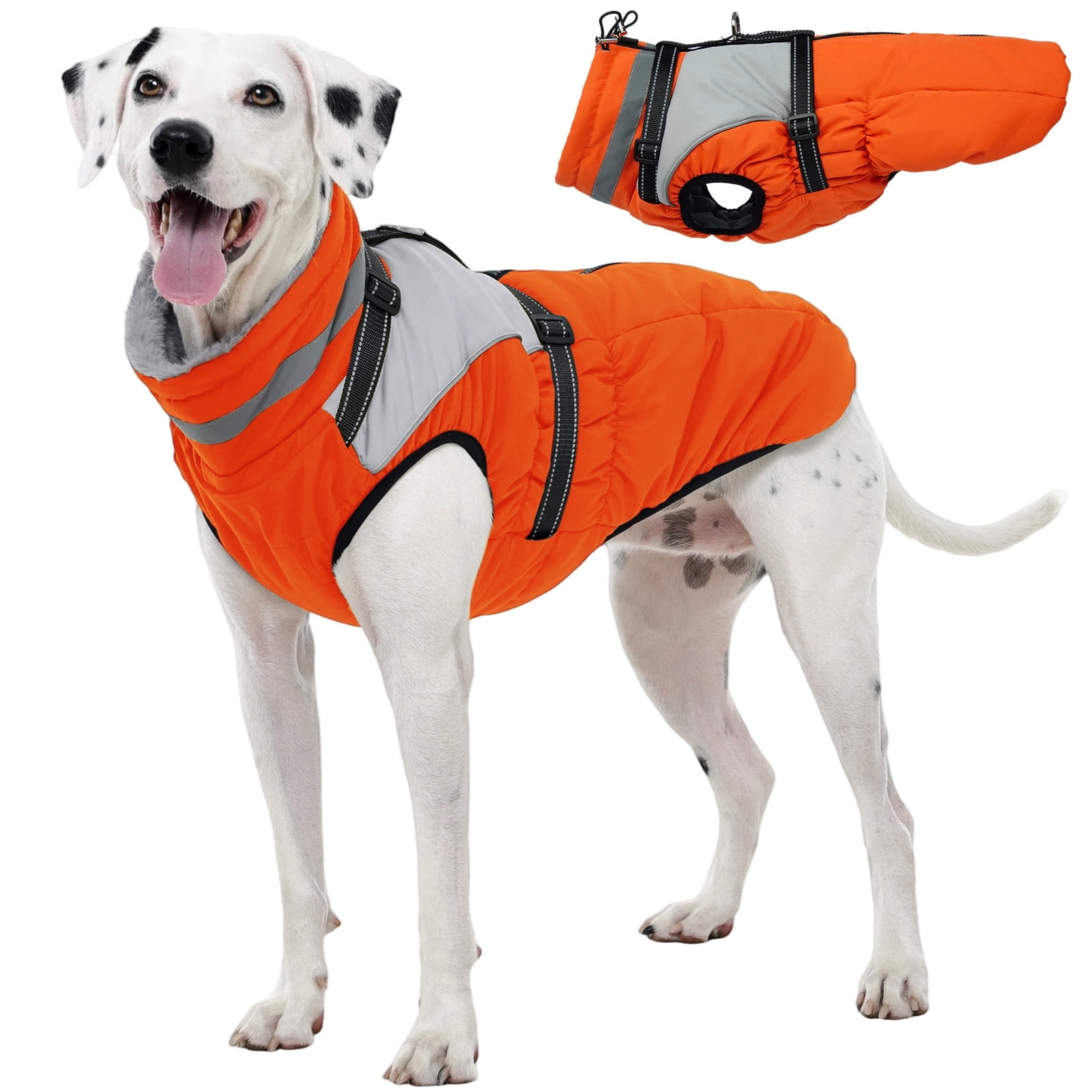 Kuoser Dog Coat Warm Pet Jacket with Eco-friendly Fur Collar, Windproof,  Waterproof and Easy Hook-and-loop Closure, Pink, xxxl