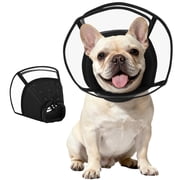 Kuoser Dog Cone Collar, Soft Adjustable Elizabethan Recovery Cone for Dog, Black, M