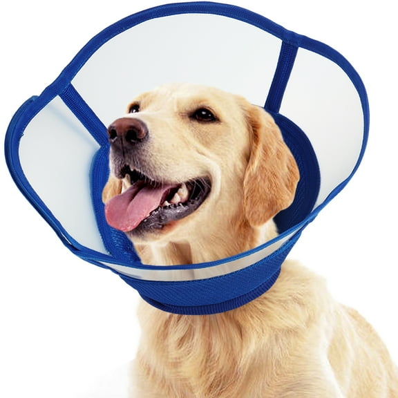 Kuoser Dog Cone Collar, Soft Adjustable Elizabethan Recovery Cone for Dog, Blue, L