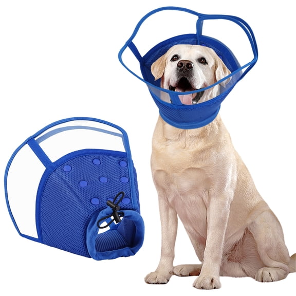 Kuoser Dog Cone Collar, Soft Adjustable Elizabethan Recovery Cone for Dog, Blue, L