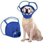 Kuoser Dog Cone Collar, Soft Adjustable Elizabethan Recovery Cone for Dog, Blue, L