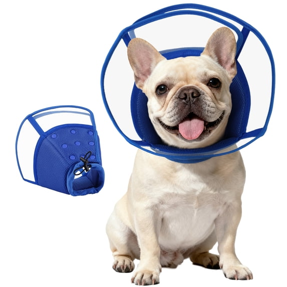 Kuoser Dog Cone Collar, Soft Adjustable Elizabethan Recovery Cone for Dog, Blue, M