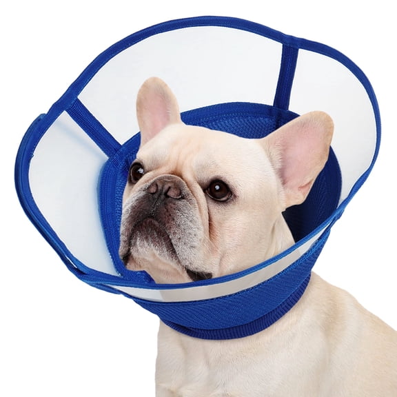 Kuoser Dog Cone Collar, Soft Adjustable Elizabethan Recovery Cone for Dog, Blue, S