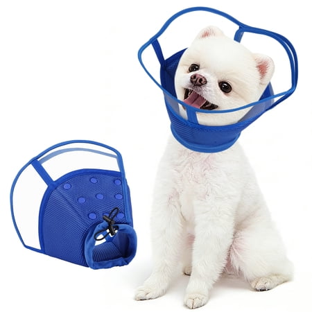 Kuoser Dog Cone Collar, Soft Adjustable Elizabethan Recovery Cone for Dog, Blue, S