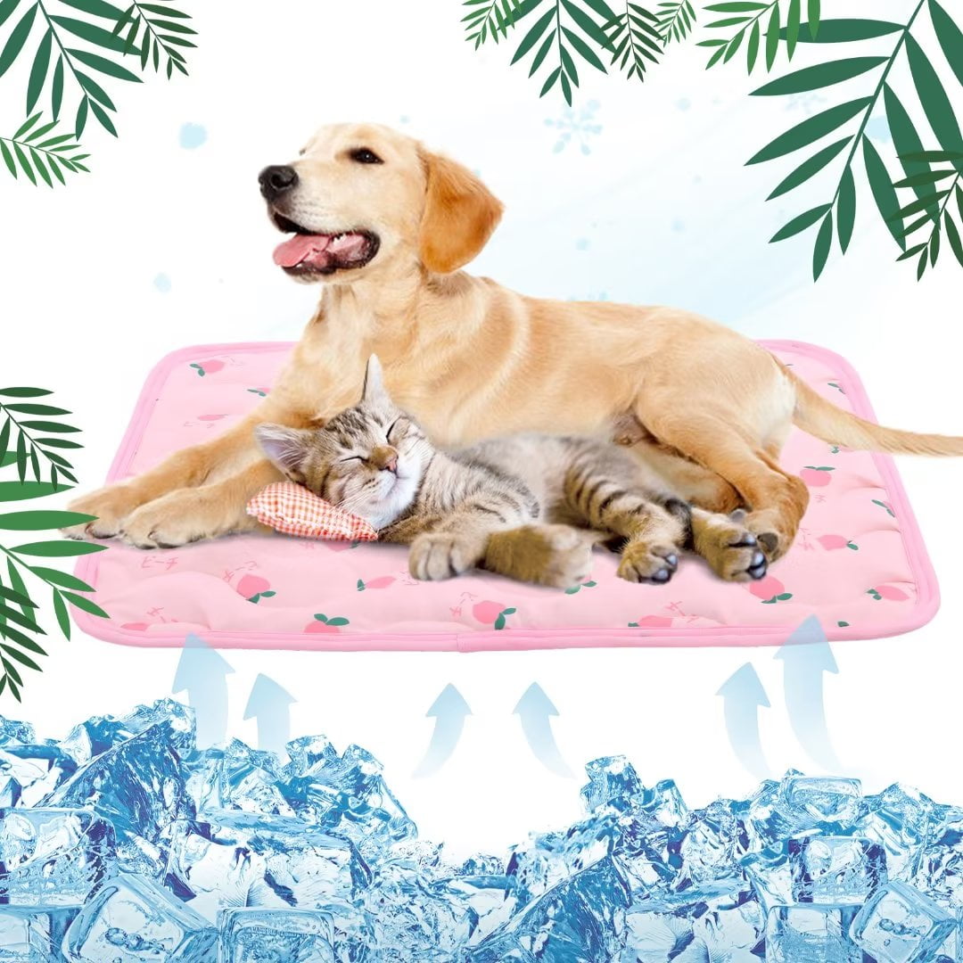 YUANST Pet Cooling Mat For Dogs & Cats - Ice Silk Pad For Beds, Floors, Sofas - Machine Washable, Medium 24"x20" (Blue)