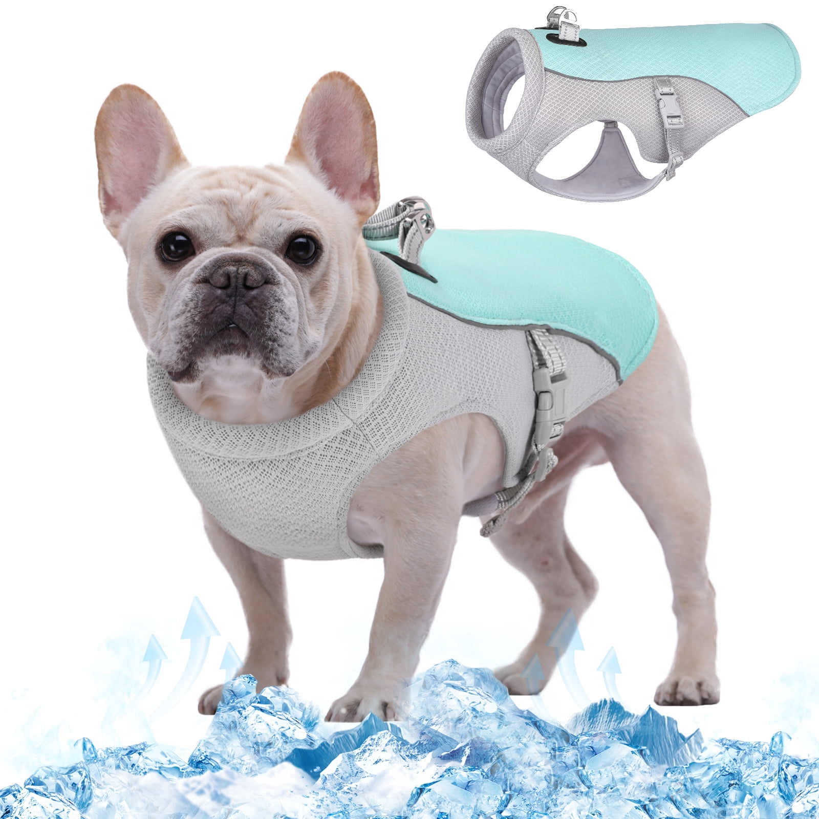 Kuoser Dog Cooling Vest - Adjustable, Breathable Mesh & Cooling Fabric, Summer Dog Vest Jacket with Reflective Strips, Blue, S